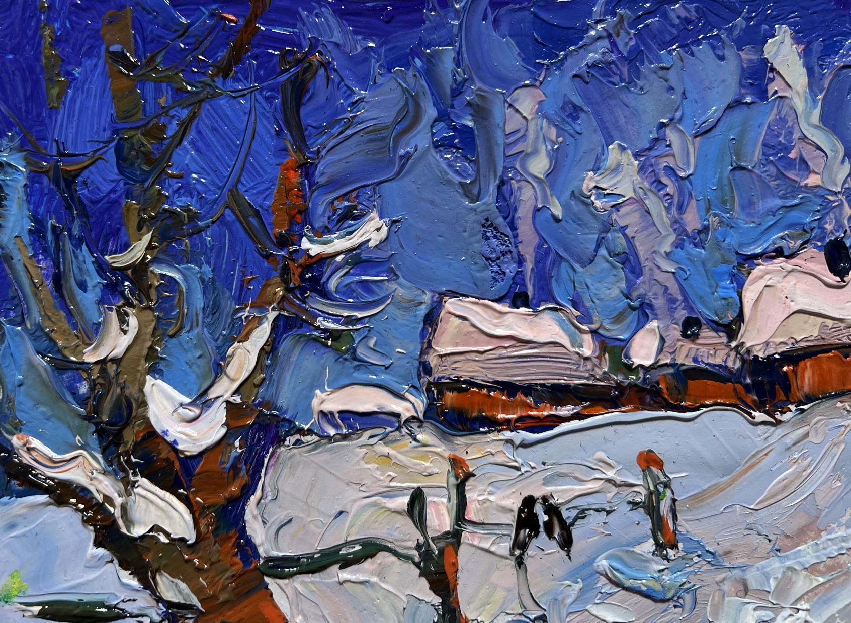 Oil painting Snowy streets of the village by Oksana Ivanyuk