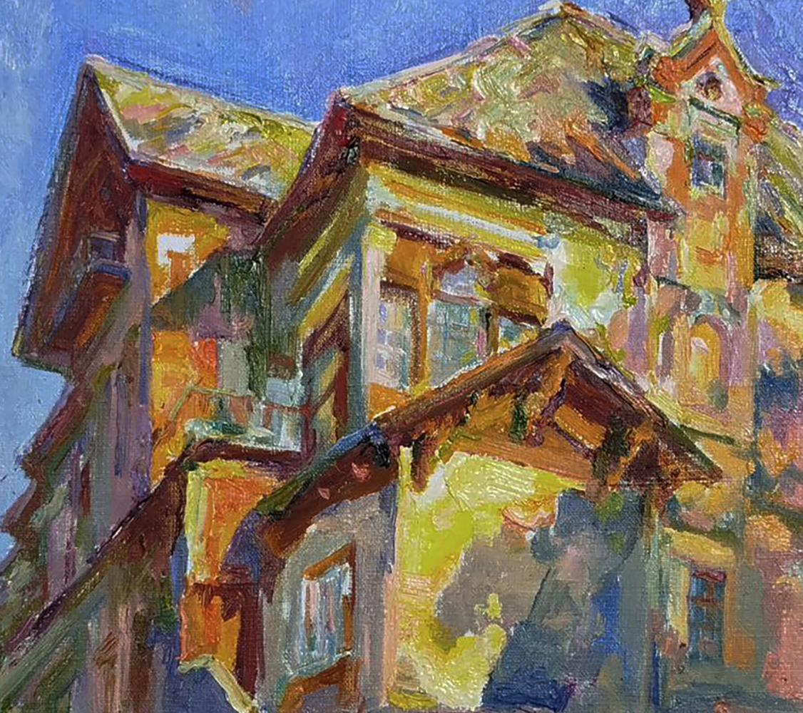 Oil painting of East side of the house by Leonid Pavlenko