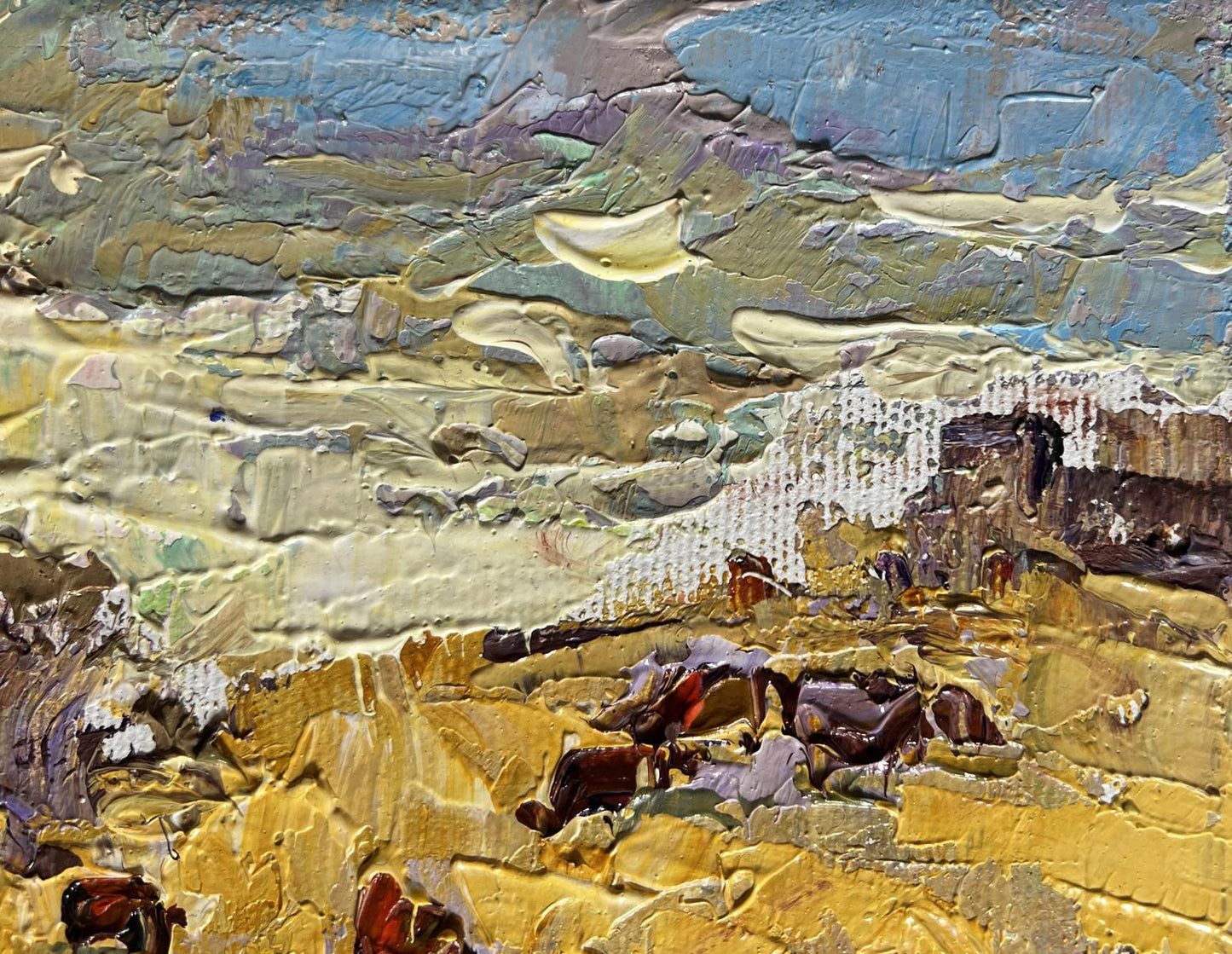 Oil painting Autumn golden fields by Oleksiy Ivanyuk impasto landscape