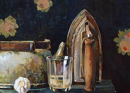 Vintage wooden-handled iron in Anastasia Yaroshevich oil painting