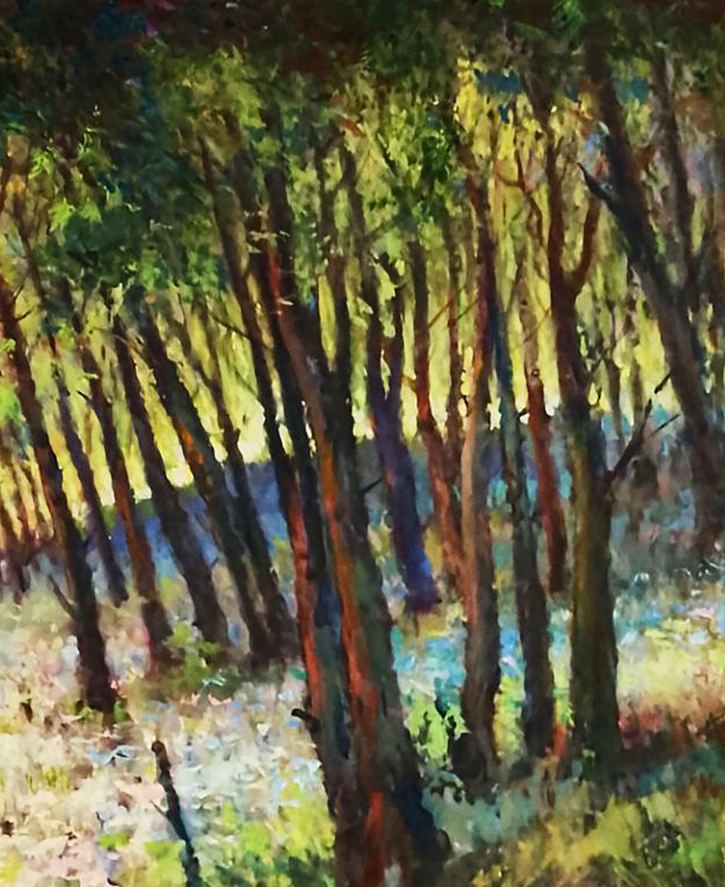 Vibrant impressionist oil painting Pleasant summer forest by Vitaly Duhnevich