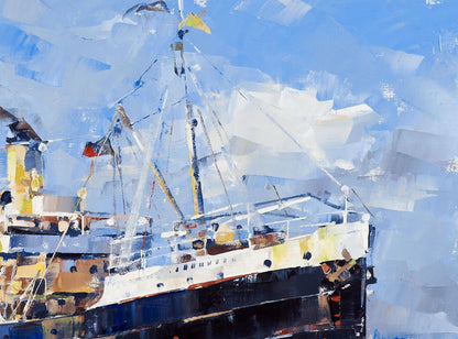 Oil painting of Steamship John Oxley by Volodymyr Gluhomanyuk