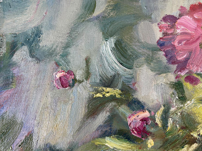 Oil painting Silent fragrance by Ivan Kovalenko: vibrant pink flower