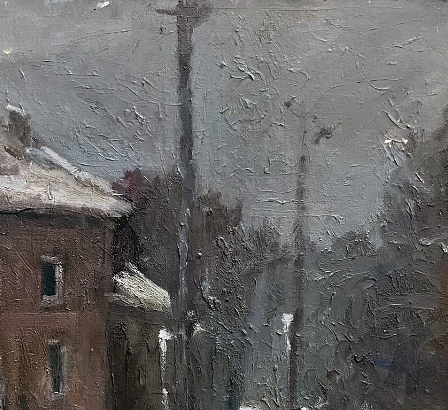 Oil painting Winter on the city streets by Volodymyr Pashchenko
