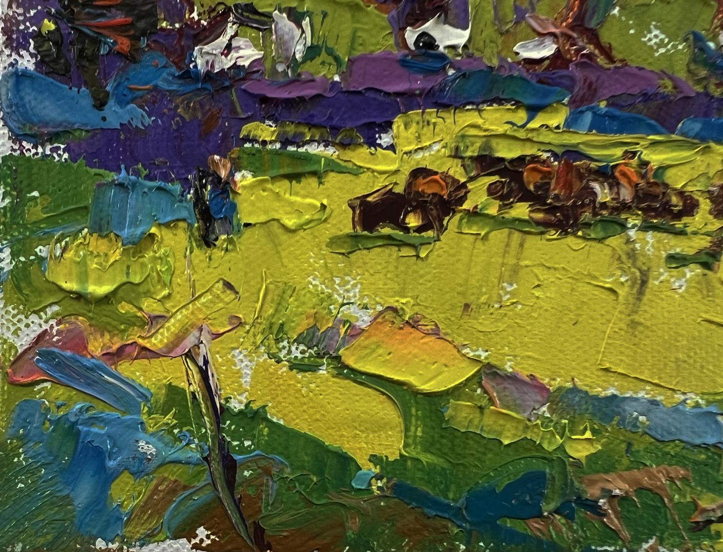 Vibrant impressionist oil painting Meadows near the mountains by Oleksiy Ivanyuk