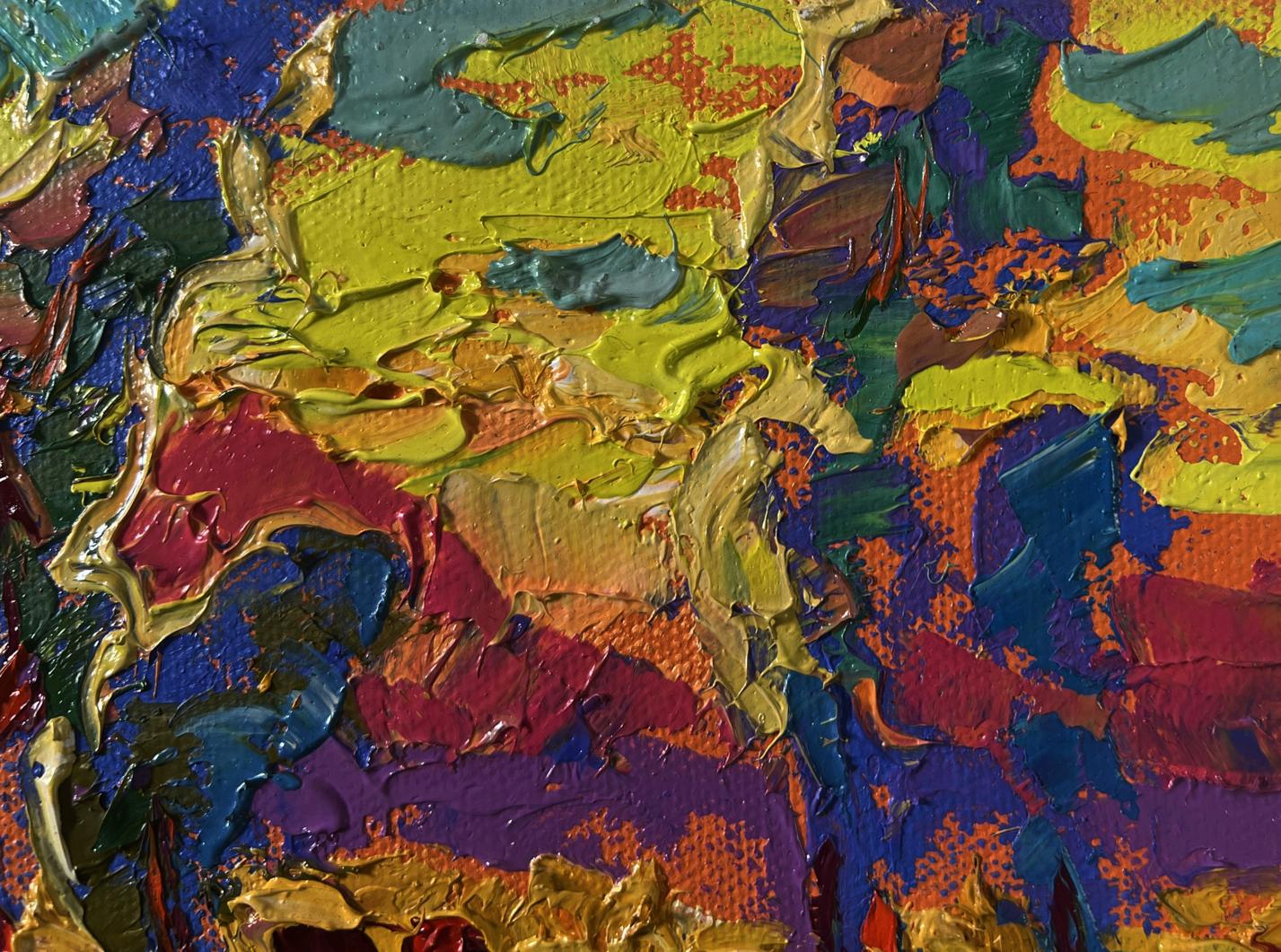 Vibrant abstract oil painting Silence settles on the field and sky by Oleksiy Ivanyuk