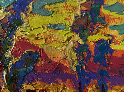 Vibrant abstract oil painting Silence settles on the field and sky by Oleksiy Ivanyuk
