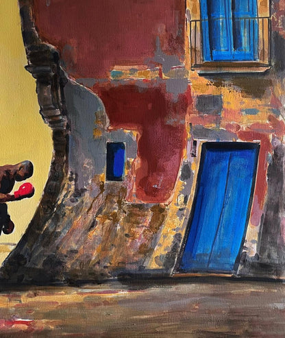 Acrylic painting Before the Fight by Juan Angel Gonzalez de la Calle
