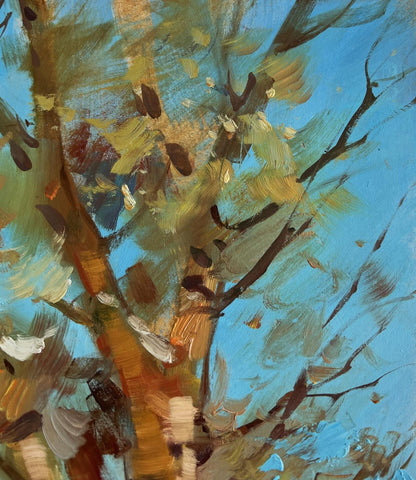 Oil painting of tree loading hay in winter by Yuriy Suprunchuk