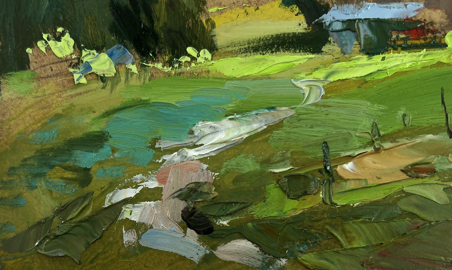 Impasto oil painting of small village world by Yuriy Suprunchuk
