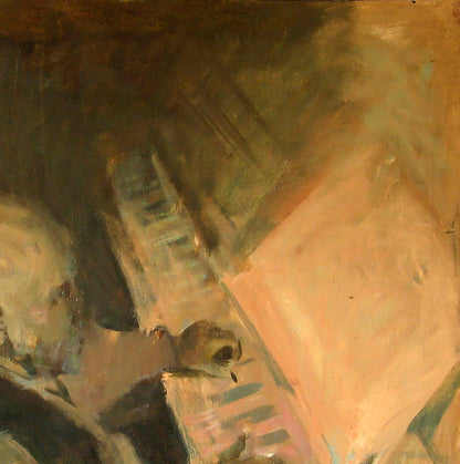 Textured impressionistic oil painting Adagio by Ed Potapenkov, piano keyboard