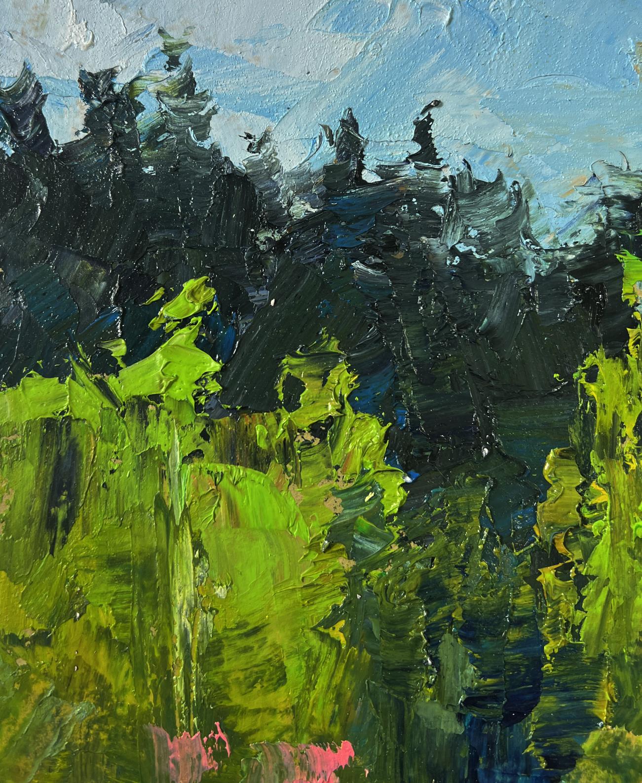Vibrant impressionist oil painting Spring lake in the forest by Boris Serdyuk