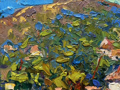Oil painting There is a village under the mountain by Oleksiy Ivanyuk