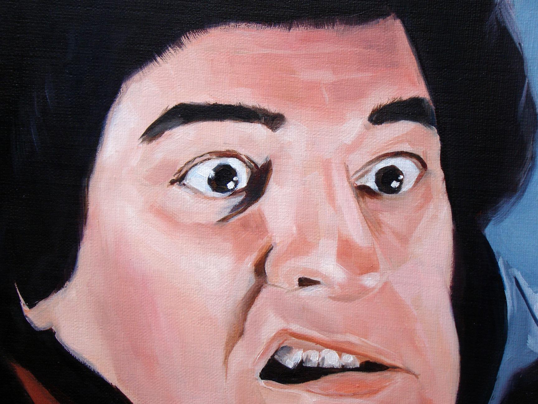 Vivid oil portrait Come on its not me by Yulia Lihina expressive eyes dark hair