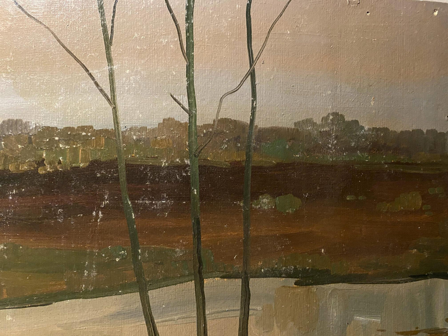 Oil painting Autumn Silence by Mykola Reznik textured landscape
