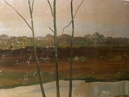 Oil painting Autumn Silence by Mykola Reznik textured landscape