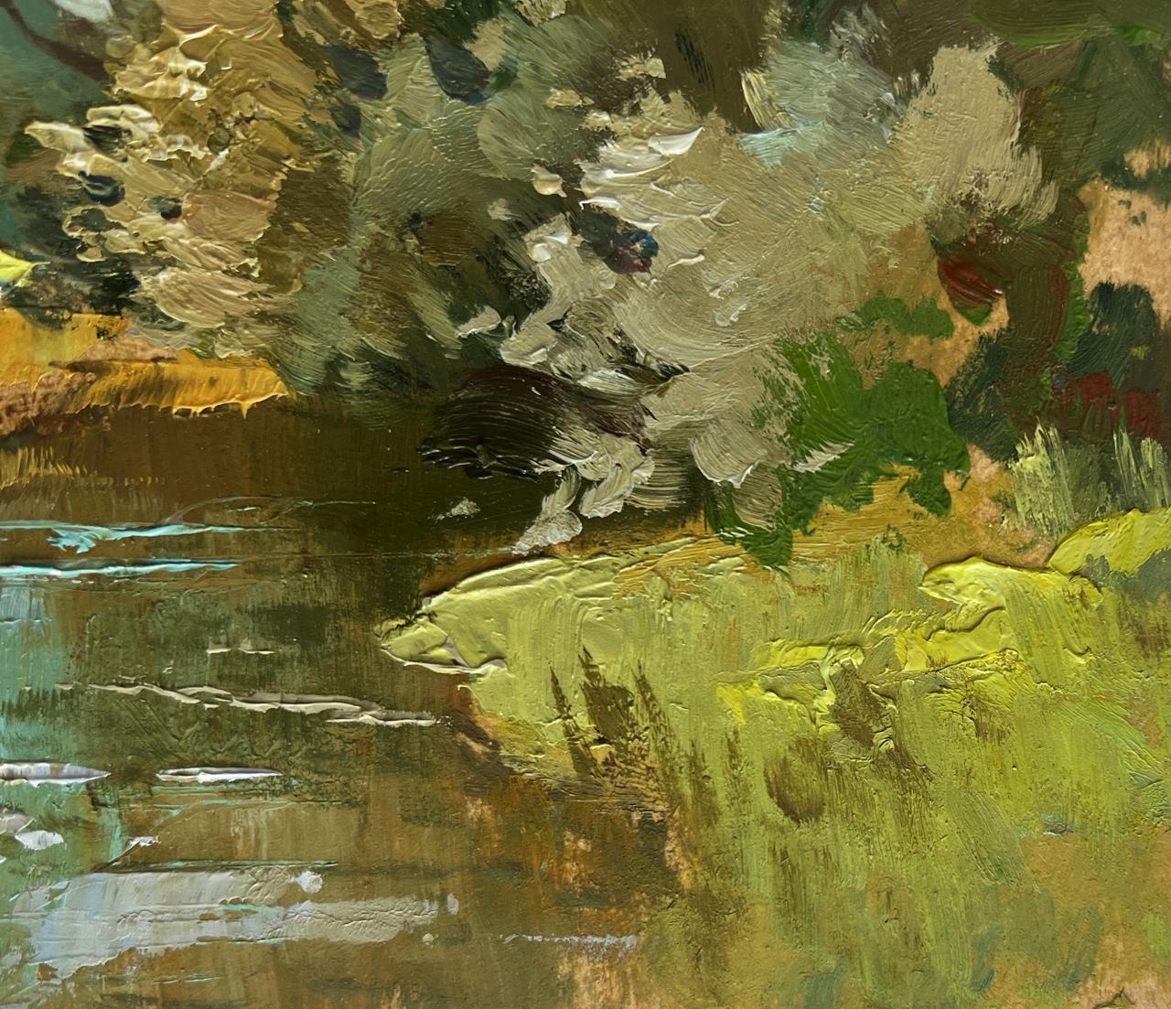 Impasto textured oil painting River along the willow by Yuriy Suprunchuk