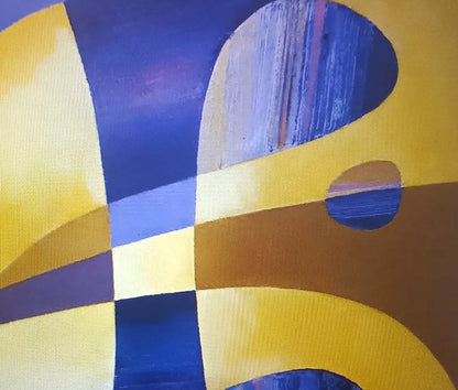 Oil painting Blue shapes by Alexander Strashevich, vibrant geometric abstract