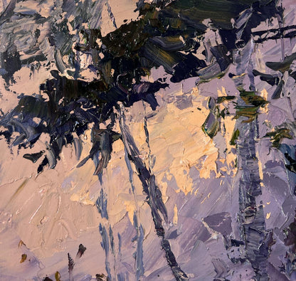 Abstract oil painting Fog in the autumn forest by Boris Serdyuk