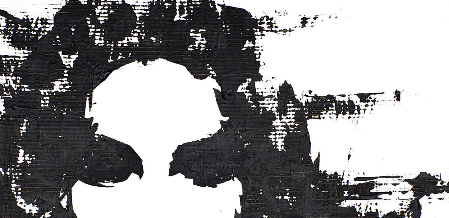 Black ink splatter art acrylic painting Face by Dima Filatov on white background