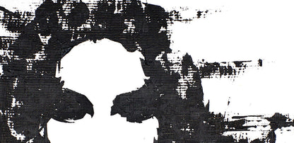 Black ink splatter art acrylic painting Face by Dima Filatov on white background