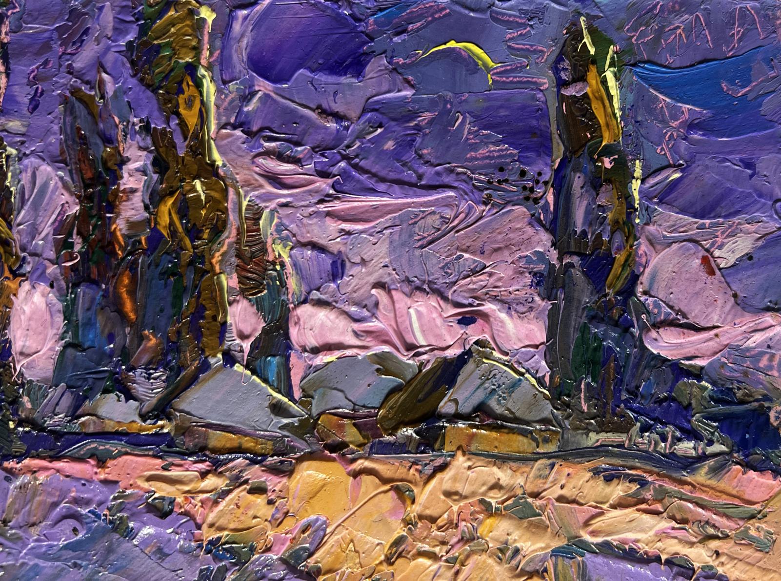 Oil painting Pink sunset on a cold day by Oleksiy Ivanyuk