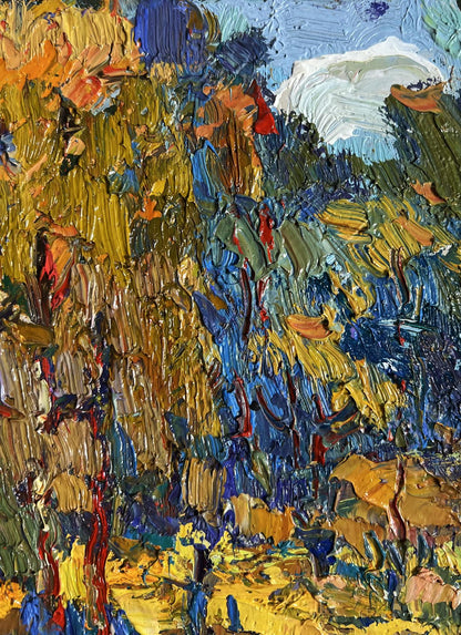 Vibrant impressionist oil painting Sunbeams on the Meadows by Oksana Ivanyuk