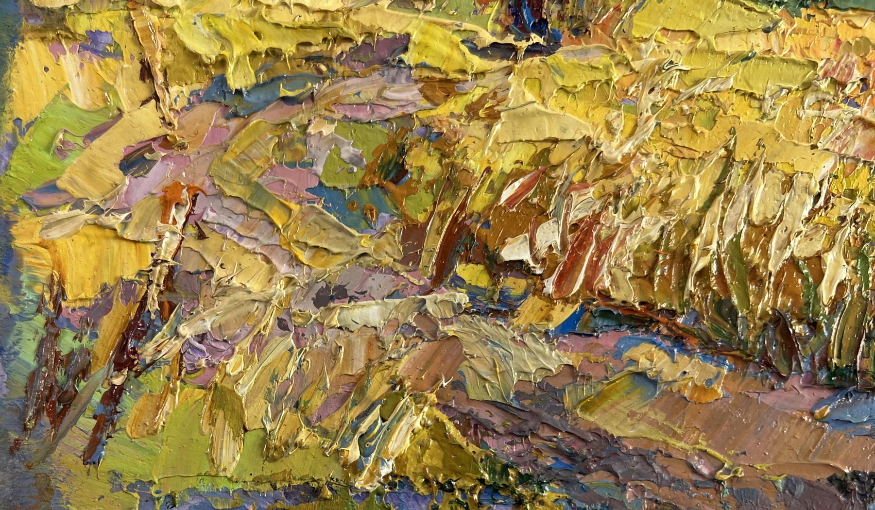 Oil painting Golden breath of autumn by Oksana Ivanyuk impasto strokes