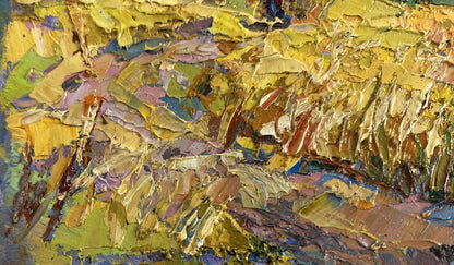 Oil painting Golden breath of autumn by Oksana Ivanyuk impasto strokes