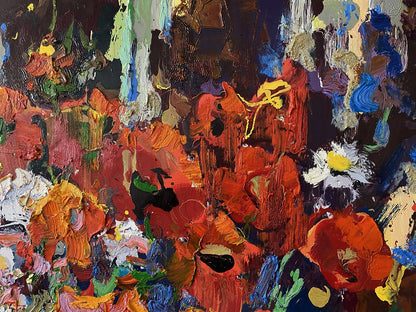 Vibrant Field Mood oil painting by Oksana Ivanyuk with bold floral hues