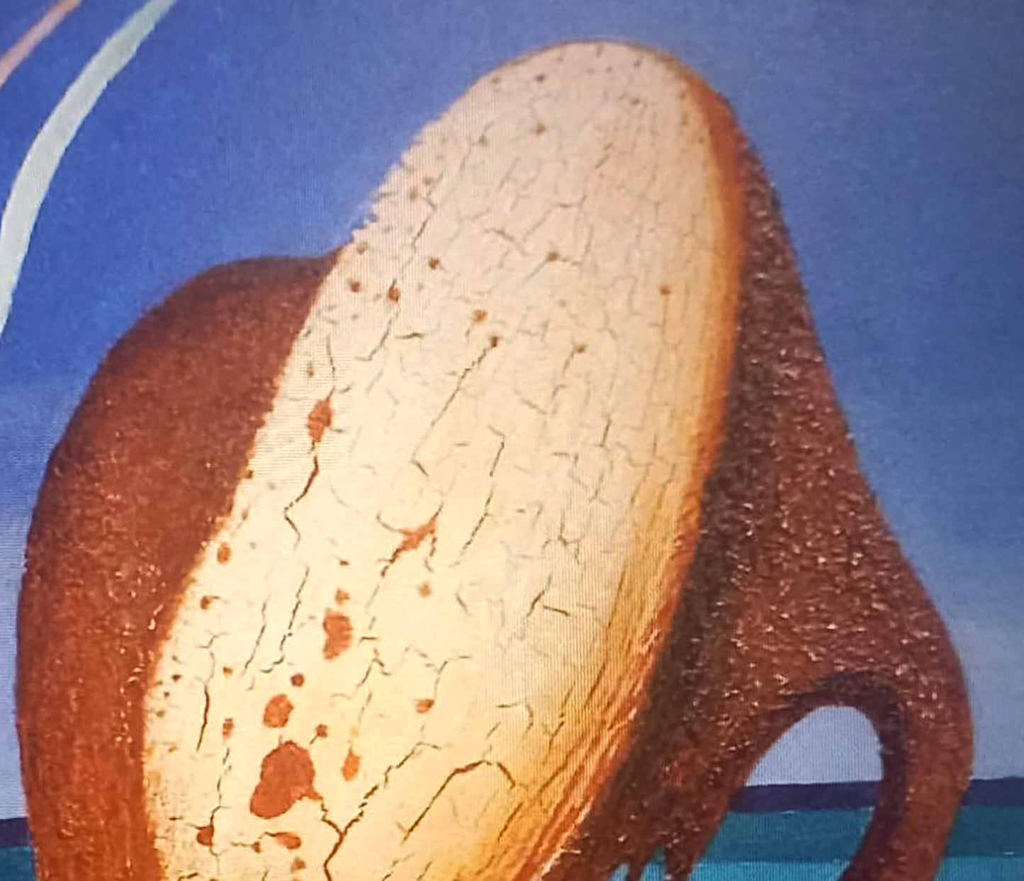 Cracked beige-brown cocoon oil painting by Alexander Strashevich