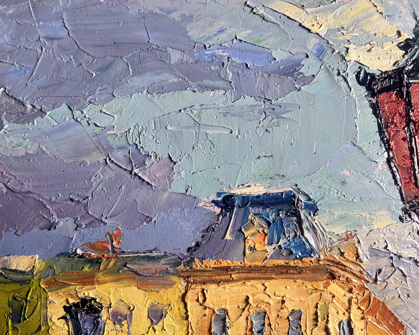 Textured oil painting Summer day in the city by Boris Serdyuk