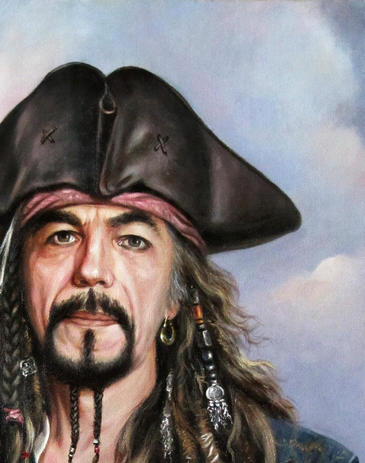 Oil painting self-portrait as Captain Jack Sparrow by Valeriy Bulat