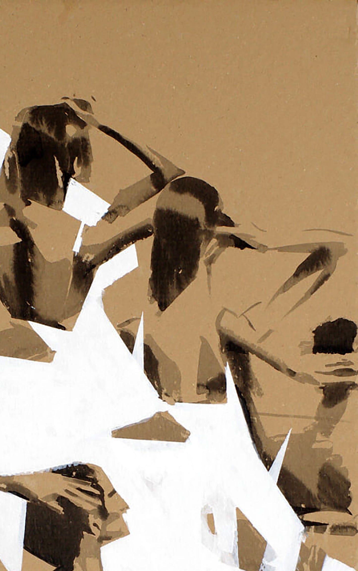 Abstract Ballerinas acrylic painting by Dima Filatov in brown and white