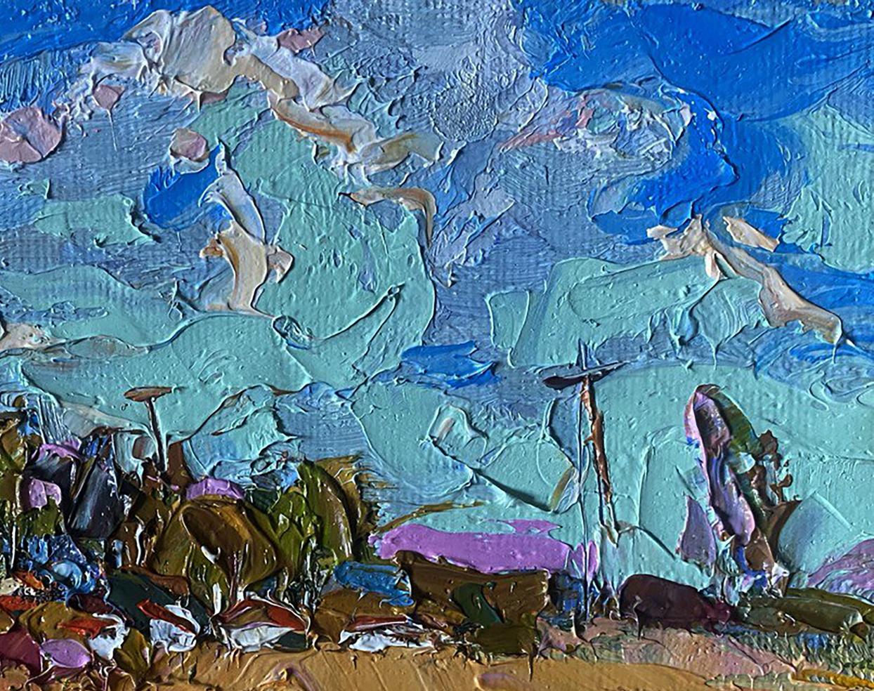 Oil painting Buckwheat stubble by Oleksiy Ivanyuk, impasto landscape