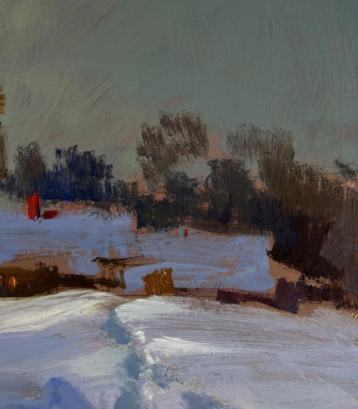 Textured impressionistic oil painting of large snow drifts by Yuriy Suprunchuk