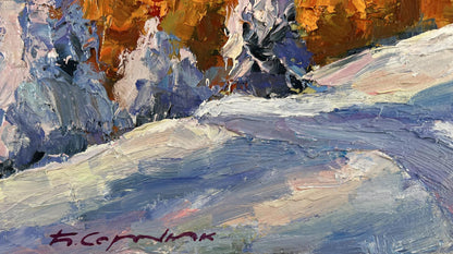 Oil painting The silence of winter by Boris Serdyuk snowy landscape