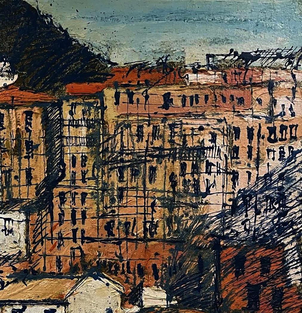 Oil painting graphic of textured cityscape by Serhiy Kovalev