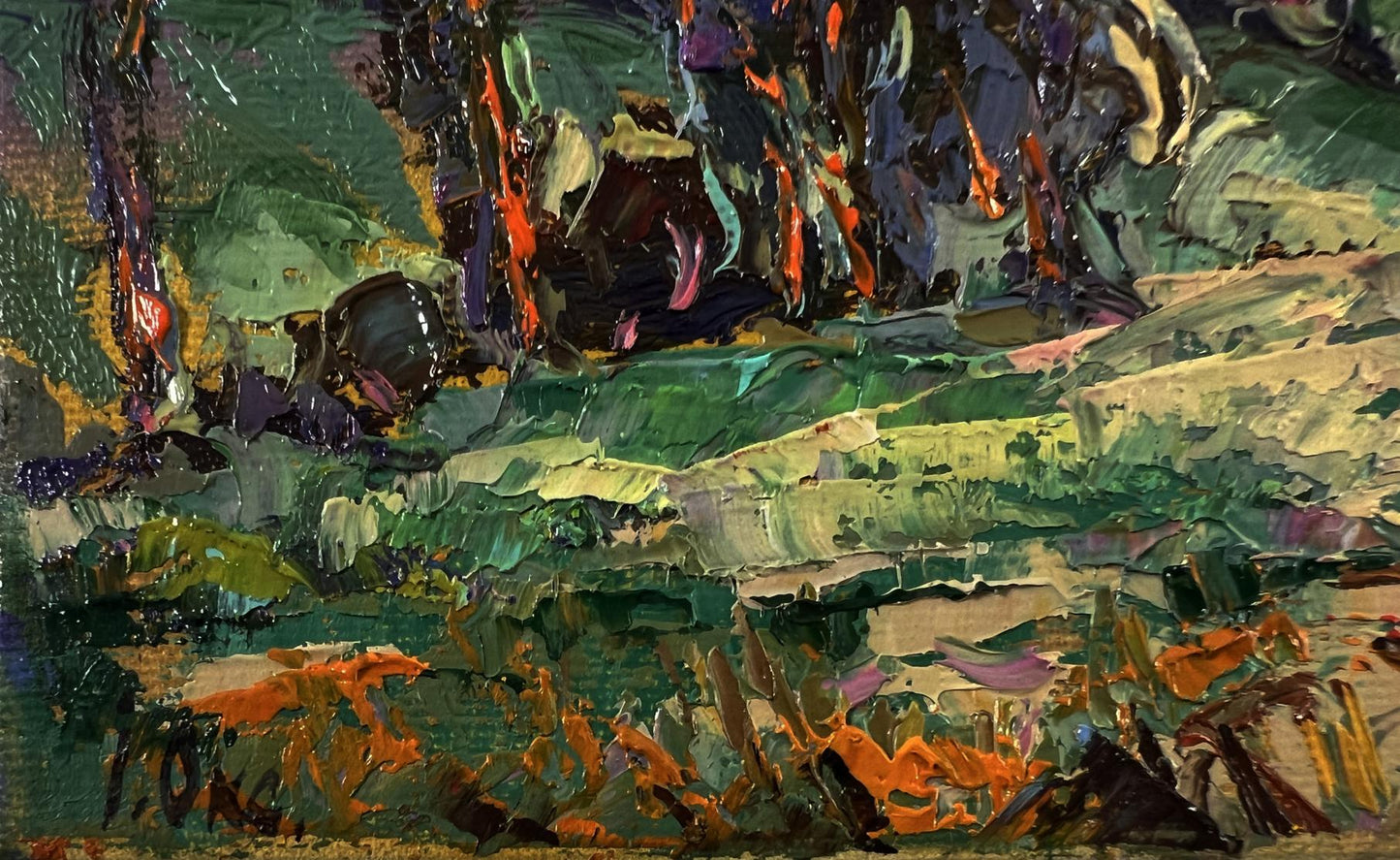 Oil painting Moonlight night by Oksana Ivanyuk textured landscape
