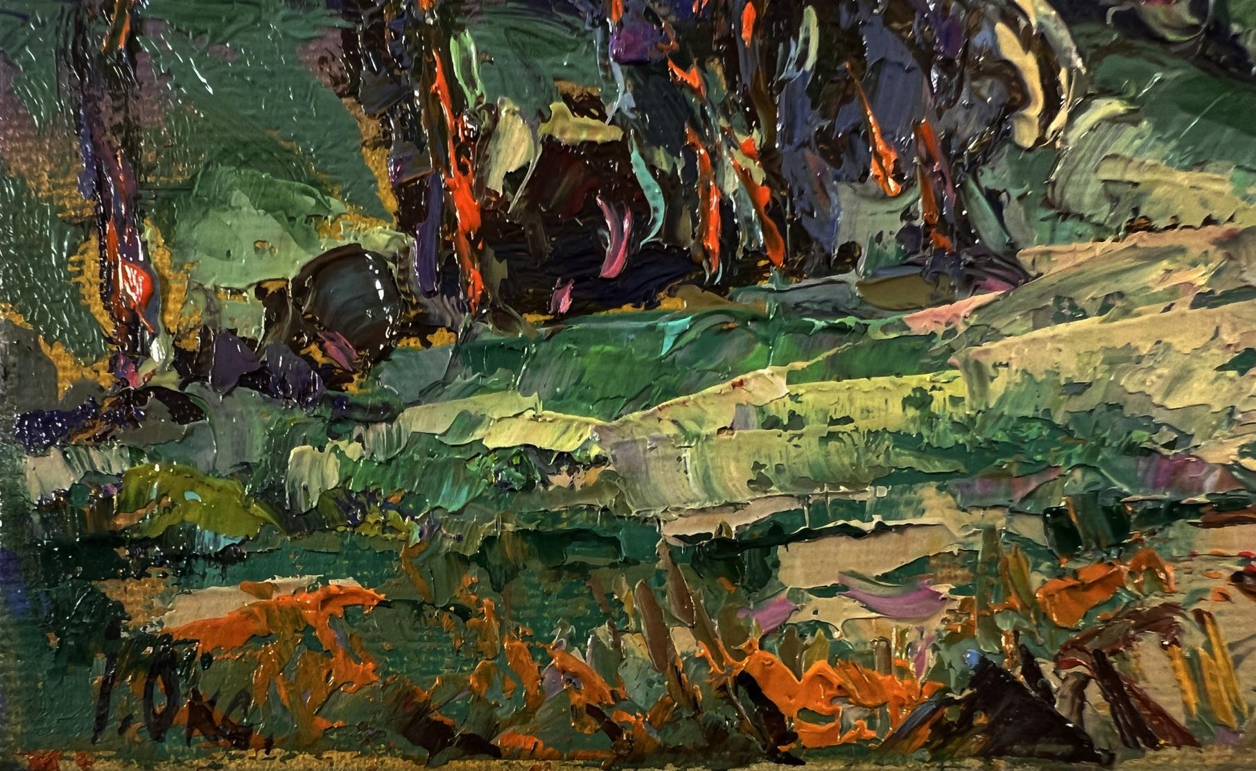 Oil painting Moonlight night by Oksana Ivanyuk textured landscape