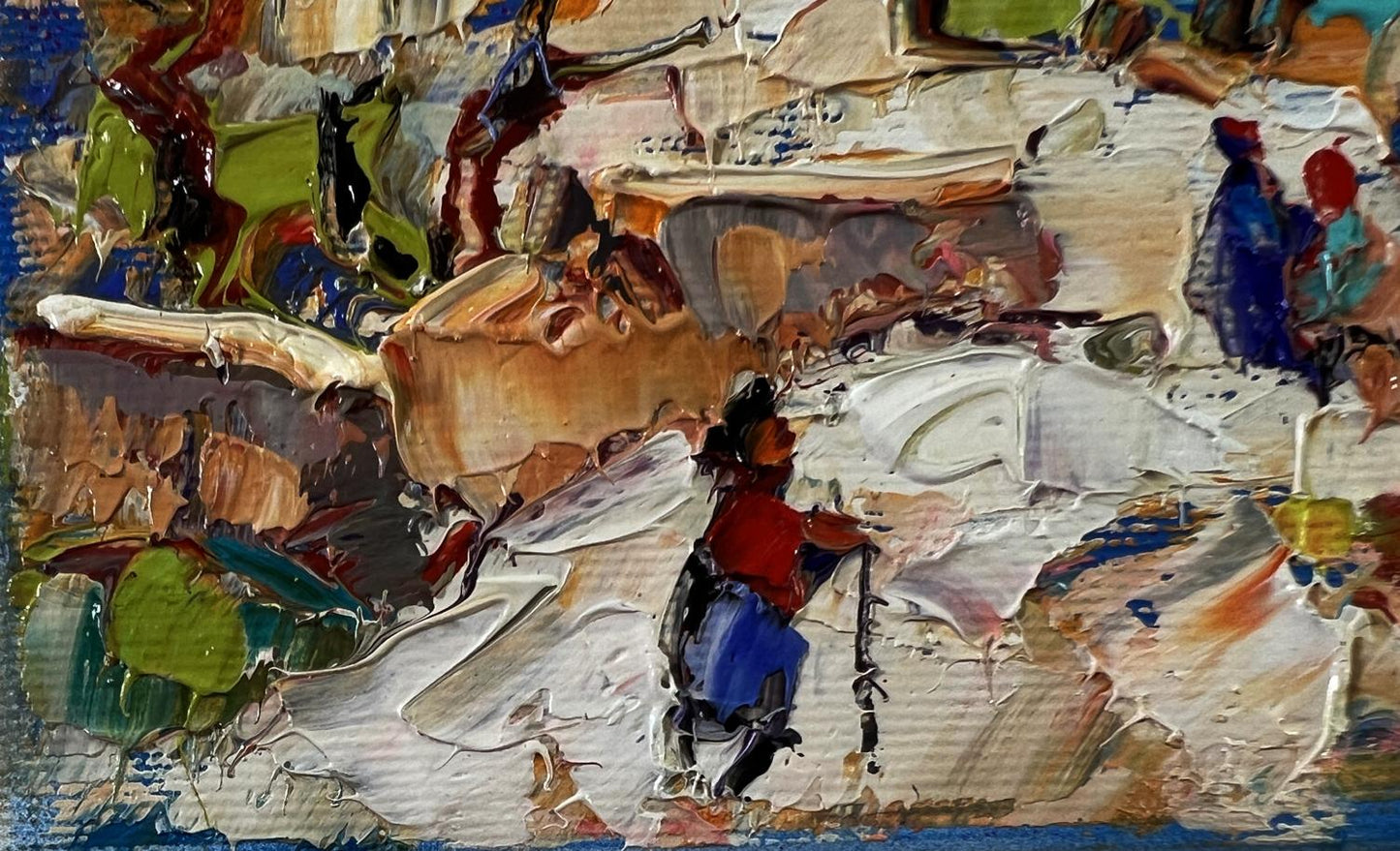 Oil painting Edge of the village by Oleksiy Ivanyuk with bold textured strokes
