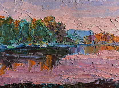 Oil painting Evening on the river by Boris Serdyuk impressionist landscape