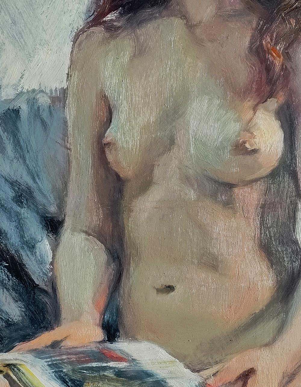 Impressionistic oil painting of female figure with wings by Oksana Osnach