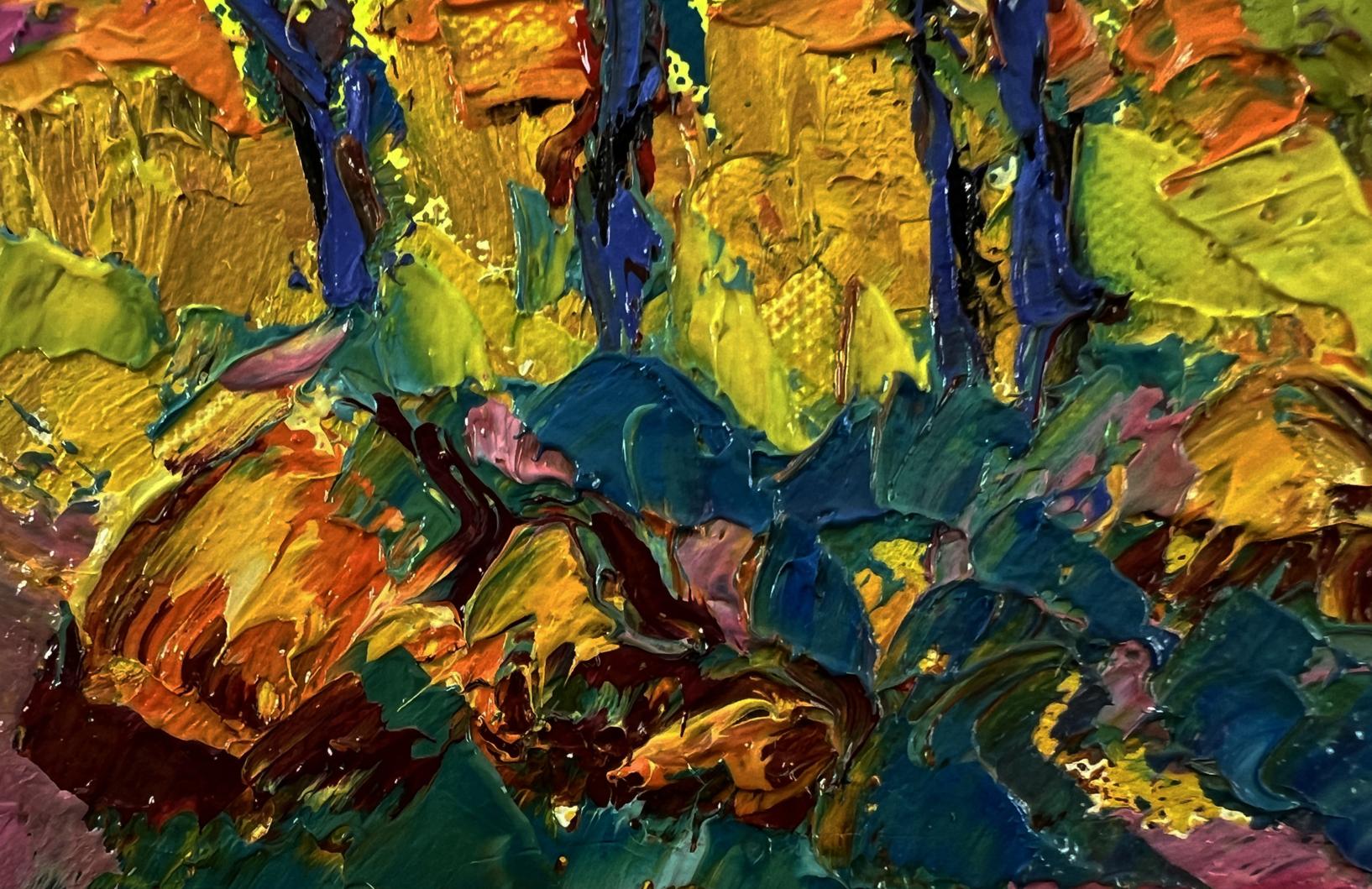 Vibrant Evening Trees oil painting by Oleksiy Ivanyuk in bold hues
