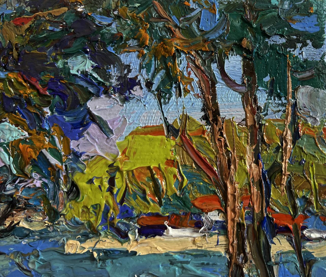 Impasto oil painting In the Shade of the Trees by Oksana Ivanyuk, forest scene