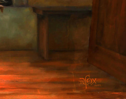 Oil painting Solitude in a Clean Room Richard Fox