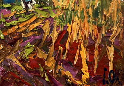 Oil painting Warm autumn in the village by Oleksiy Ivanyuk vibrant abstract