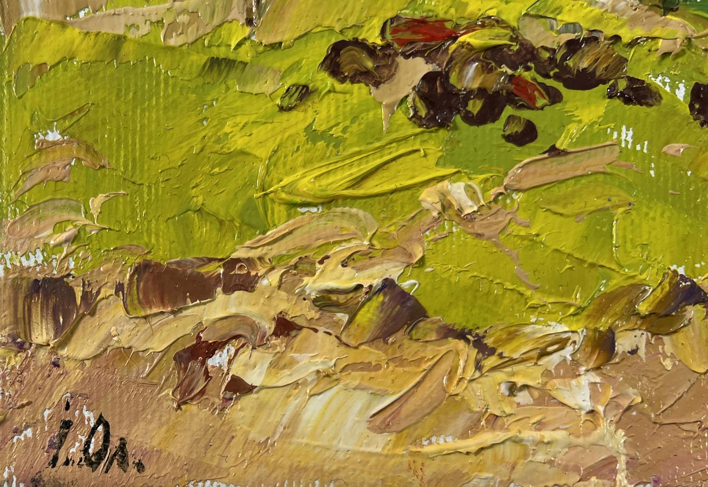 Textured impasto oil painting Sunny day outside the village by Oleksiy Ivanyuk