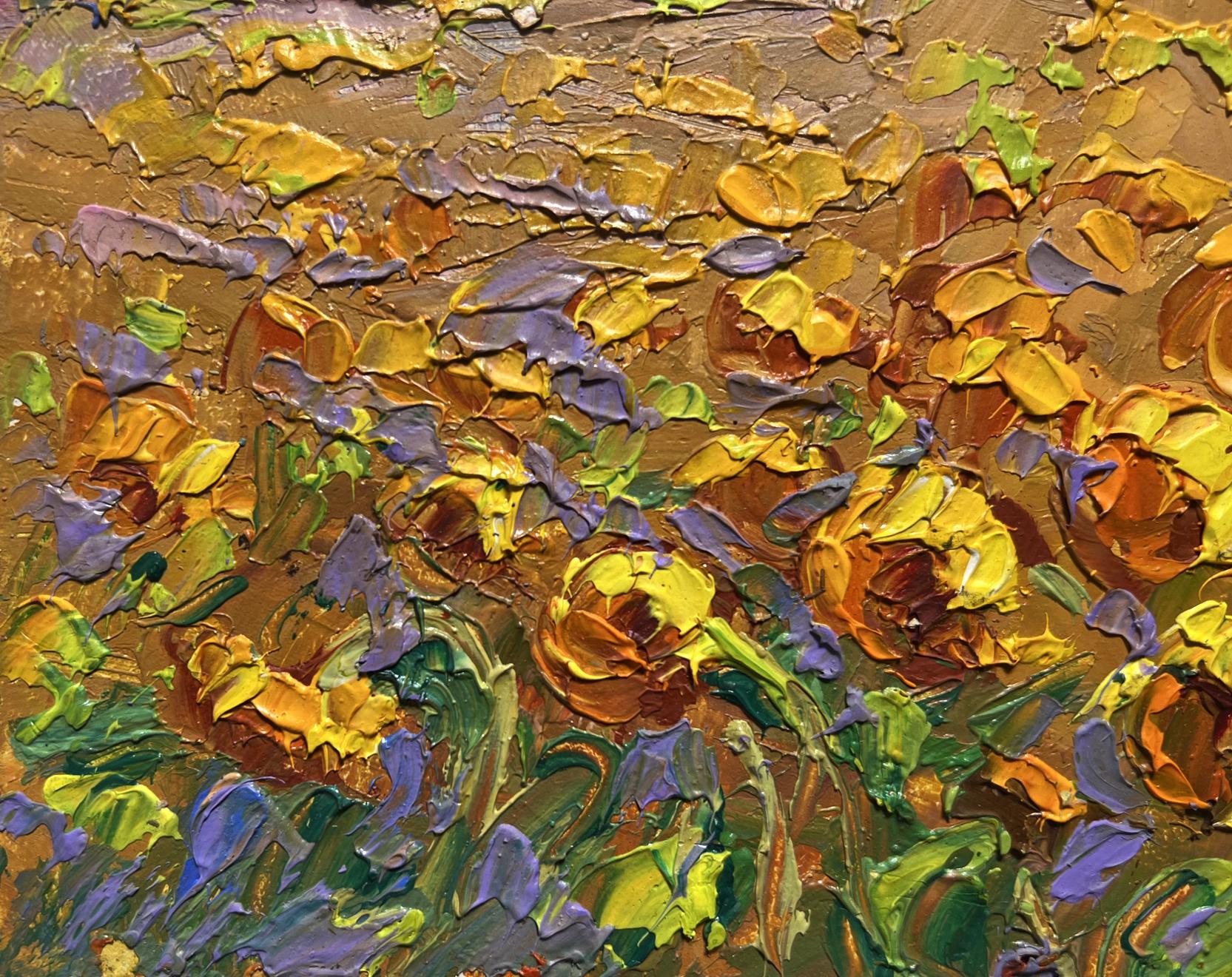 Oil painting Sunflower field by Oleksiy Ivanyuk with vibrant flowers