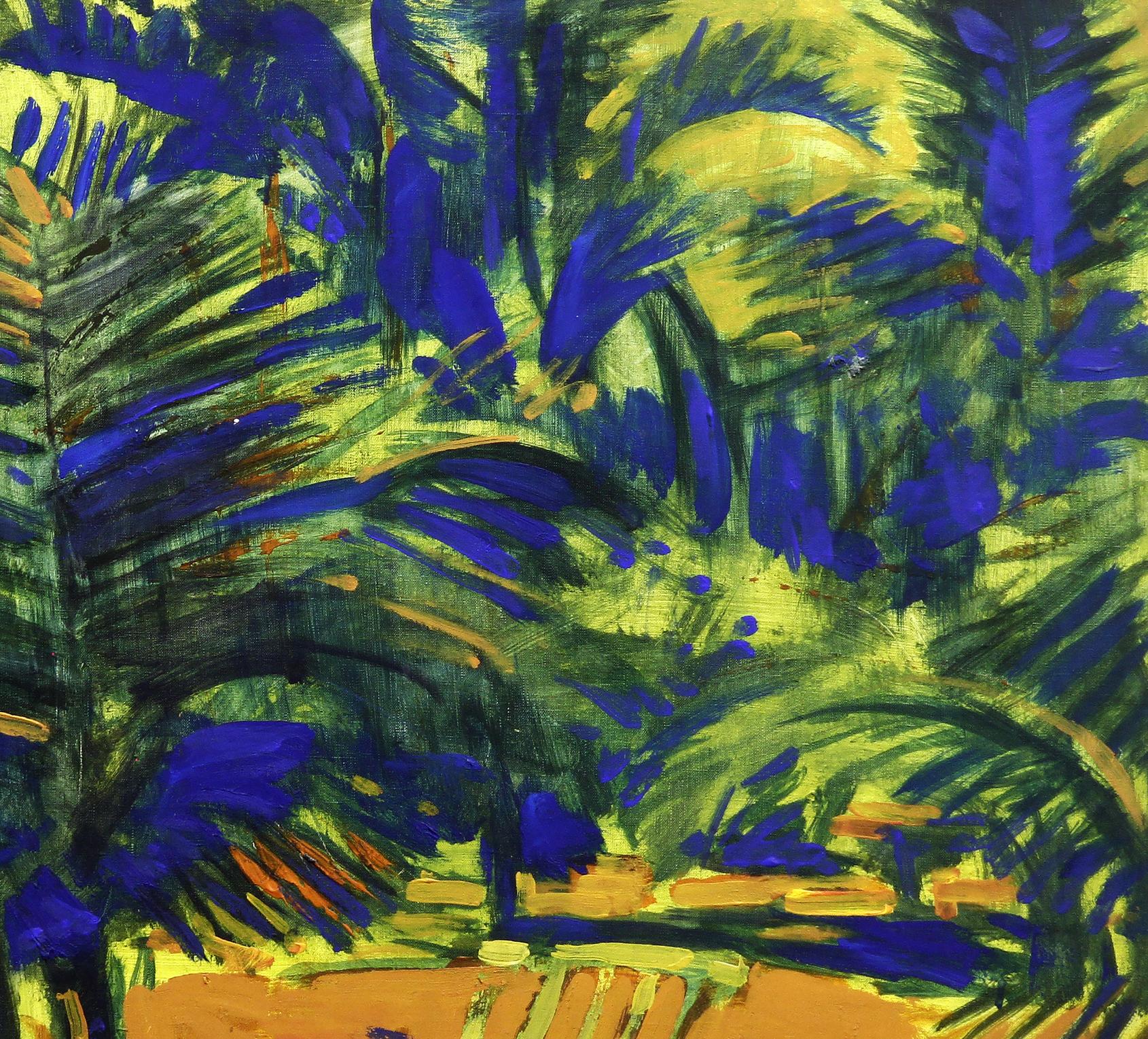 Vibrant Tropic Ed Potapenkov oil painting with bold blue, green, yellow strokes